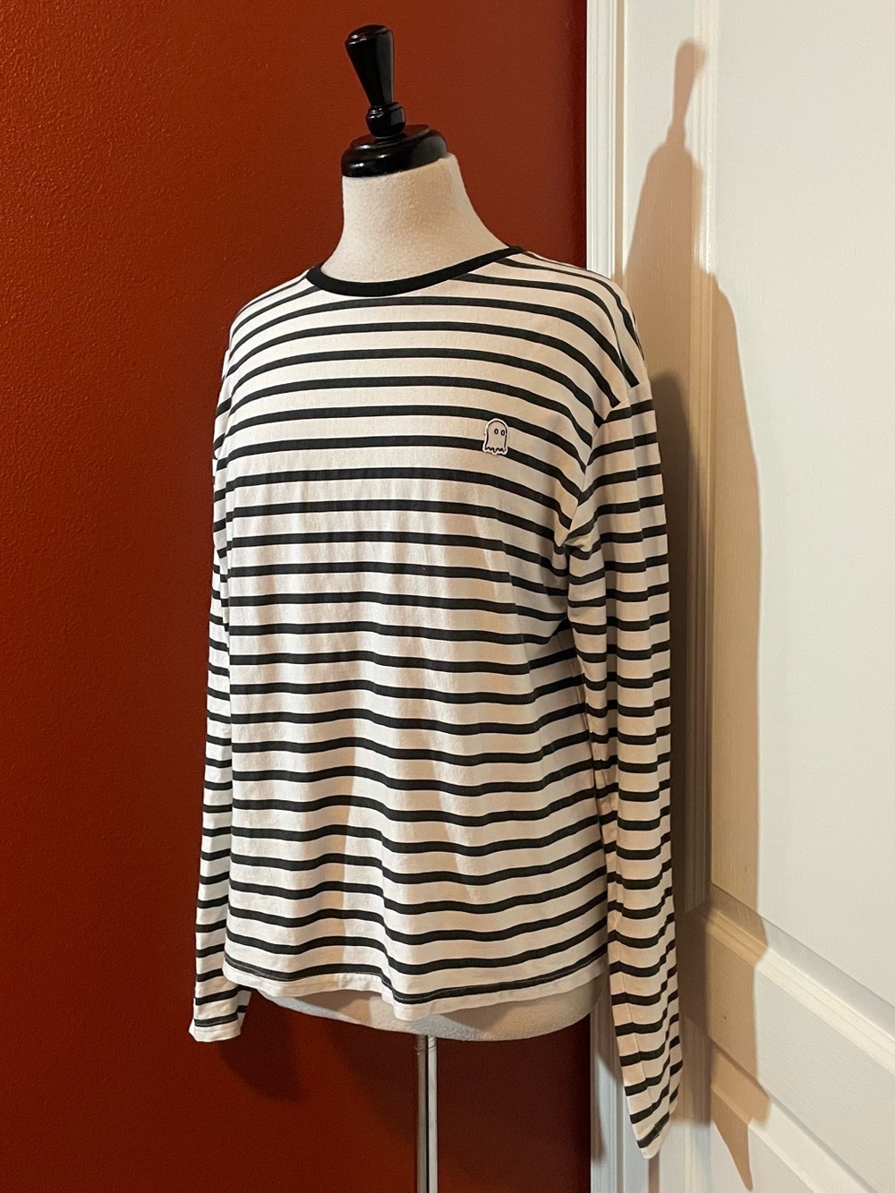 Lonely Ghost Women’s Classic Black & White Striped Emo Punk Long Sleeve Shirt